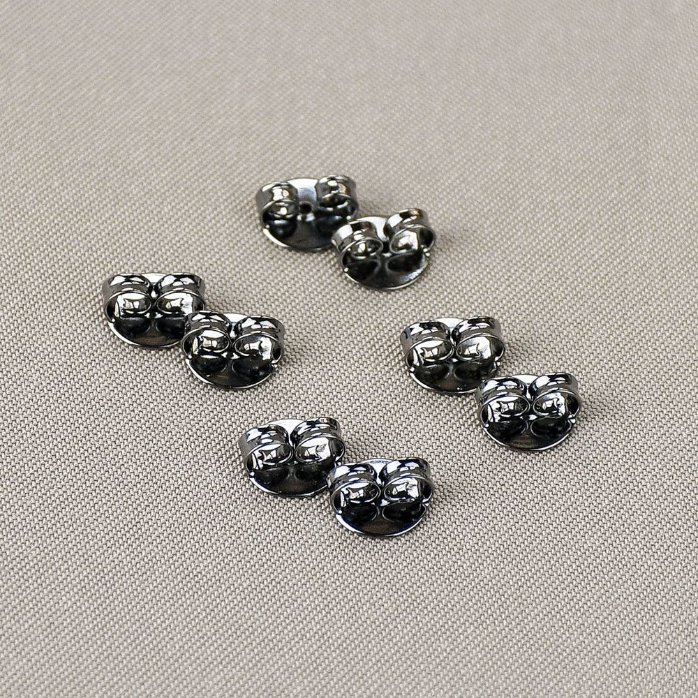 Tarraxa Ródio Negro Borboleta Grande 4 Pares