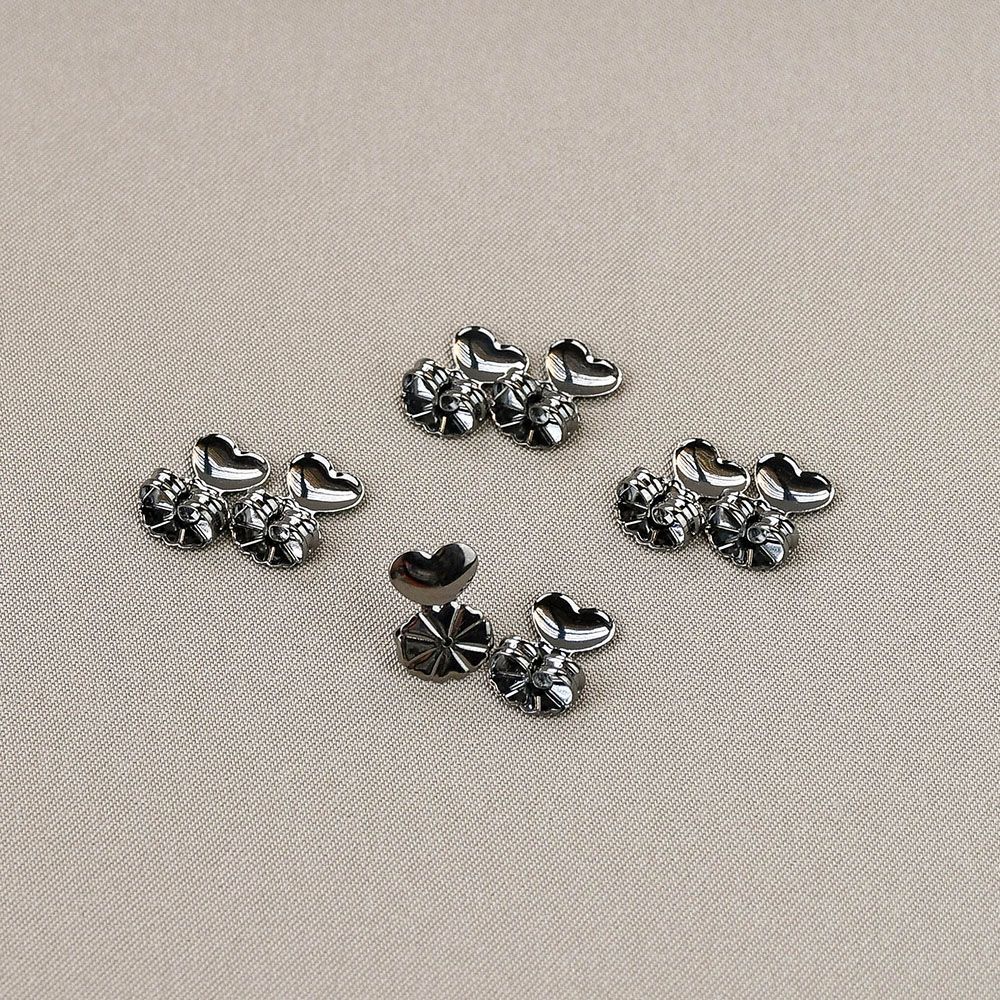 Tarraxa Mágica Ródio Negro (Flor-Coração) Embalagem com 4 Pares