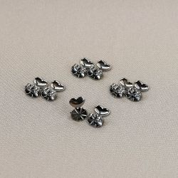 Tarraxa Mágica Ródio Negro (Flor-Coração) Embalagem com 4 Pares